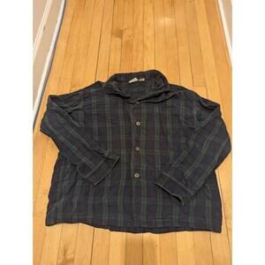 Mens LL Bean Green Plaid Check Flannel Shirt 107923 Sz XLarge XL VTG